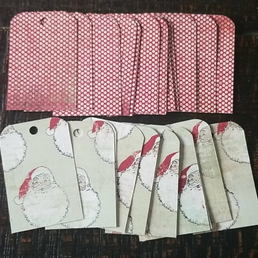 48 Hand Cut Cardstock Christmas Gift Tags Blank Back